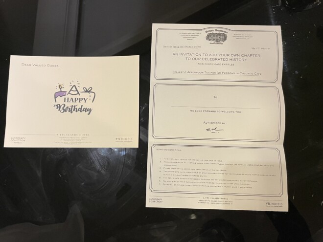 マジェスティックホテル クアラルンプールからのアフターヌーンティーインビテーション