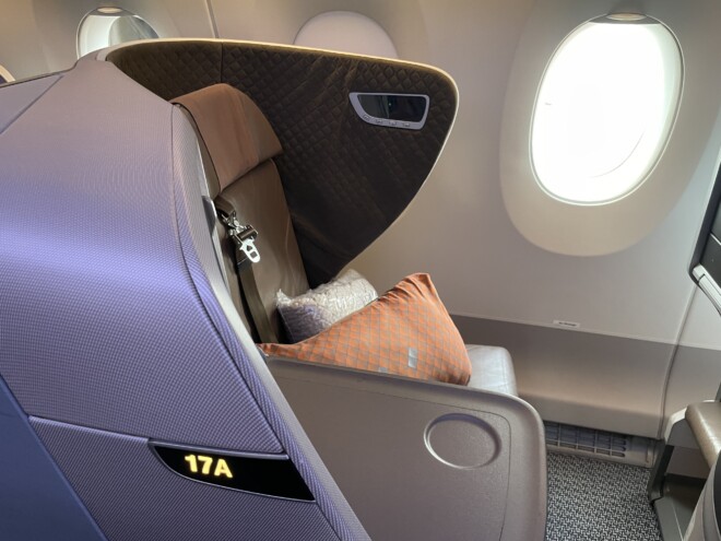シンガポール航空 A350-900 ビジネスクラス座席